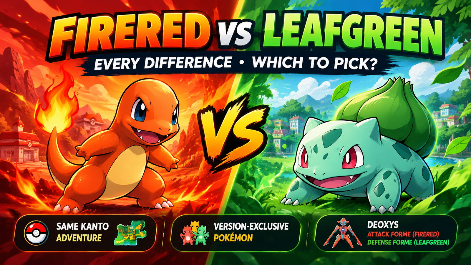 Pokemon Fire Red vs Leaf Green