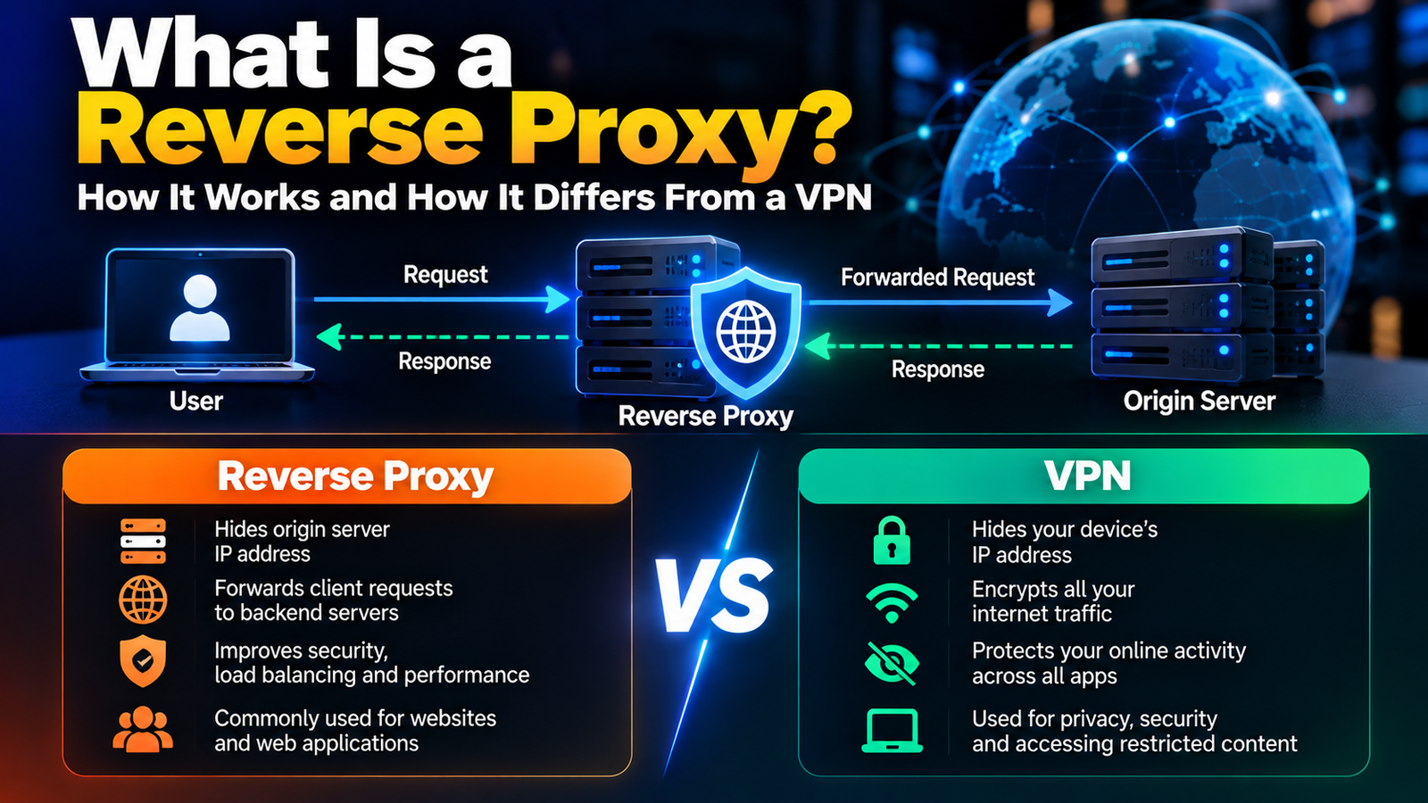 Reverse Proxy vs VPN Infographic