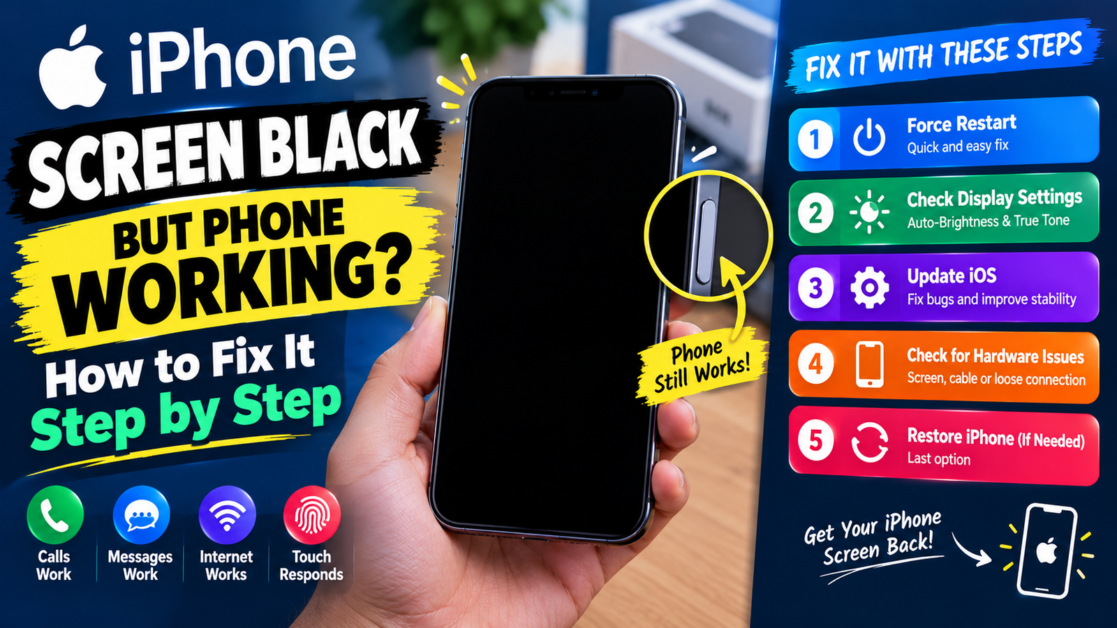 iPhone Screen Black but Phone Working